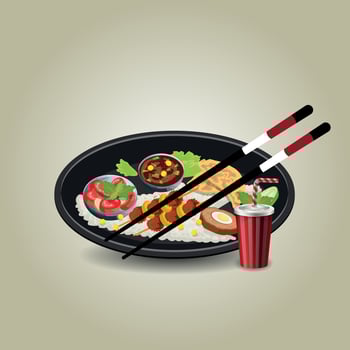 Healthy food and traditional restaurants, cooking, menu, vector illustration