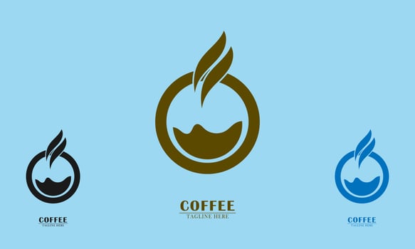 coffee water and steam logo icon vector