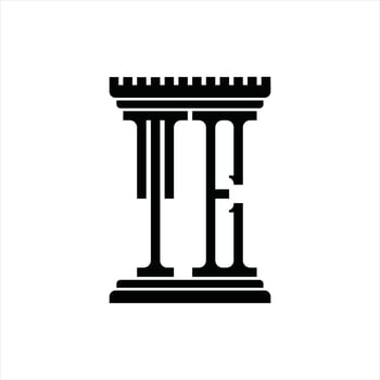 TE Logo monogram with pillar shape design template vector
