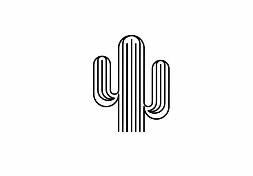 outline cactus logo icon isolated on white background vector