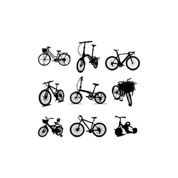 bicycle icon silhouette set design vector