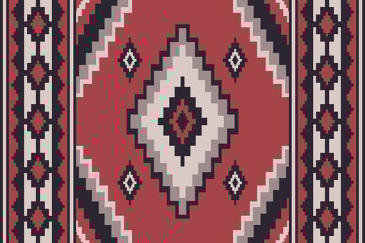 Ethnic southwest geometric pattern. Vintage colorful square diamond shape seamless pattern with border. Kilim pattern use for carpet, area rugs, tapestry, mat, blanket, home decoration element. vector