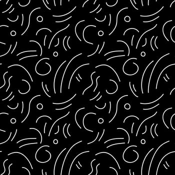 Fun seamless line doodle pattern. Hand drawn abstract squiggle style. Black and white background for children or trendy design. Simple scribble wallpaper print. vector