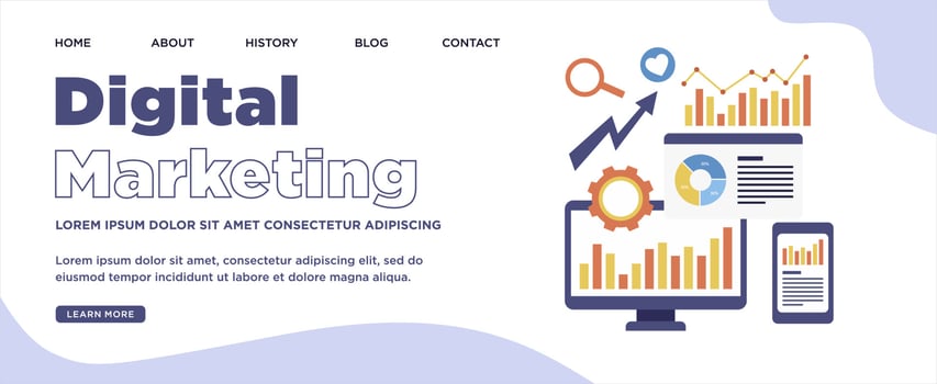 Digital marketing strategy Web Banner vector