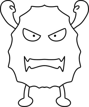 black and white of virus cartoon vector