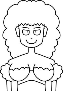 black and white of cute woman cartoon for coloring vector