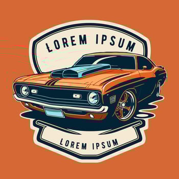 classic custom muscle car racing in retro style  vector illustration, for log icon badge