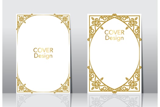 Arabic frame border cover design, islamic book cover vector