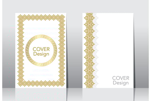 Arabic frame border cover design, islamic book cover vector