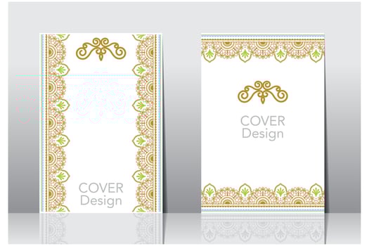 Arabic frame border cover design, islamic book cover vector