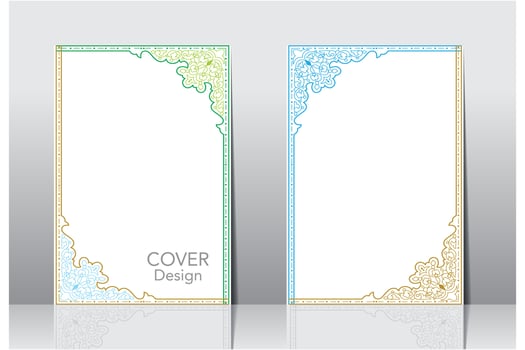 Arabic frame border cover design, islamic book cover vector