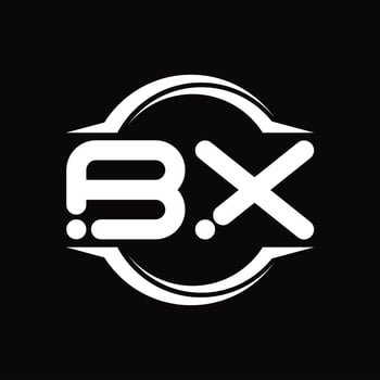 BX Logo monogram with circle rounded slice shape design template vector