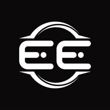 EE Logo monogram with circle rounded slice shape design template vector