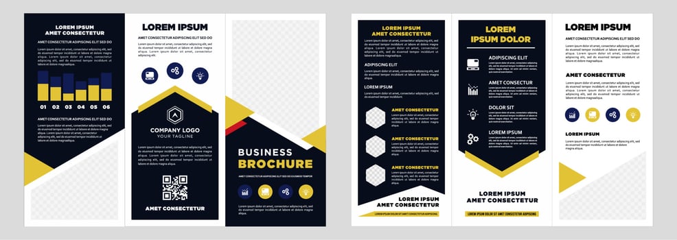 Minimalist business digital marketing trifold brochure template vector