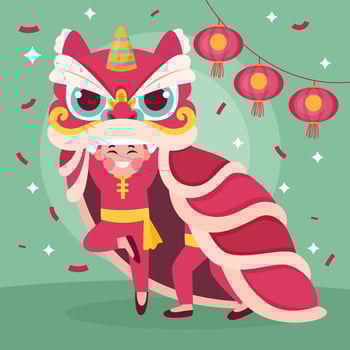 Lion Dance Show vector