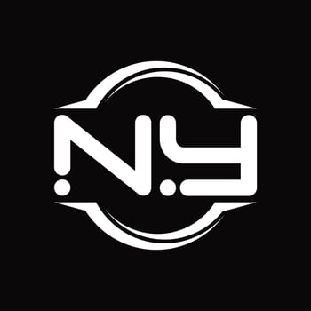 NY Logo monogram with circle rounded slice shape design template vector