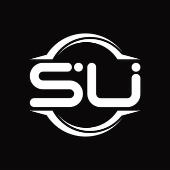 SU Logo monogram with circle rounded slice shape design template vector