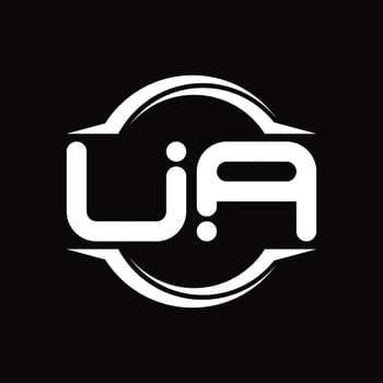 UA Logo monogram with circle rounded slice shape design template vector