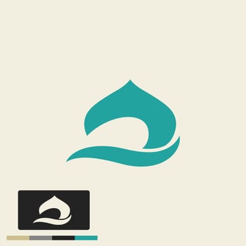Modern blue Islamic Mosque logo design illustration as a flat style islamic logo Isolated on White Background vector