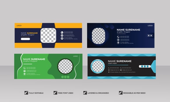 Corporate minimal email signature mail template or footer and personal Business cover design bundle vector