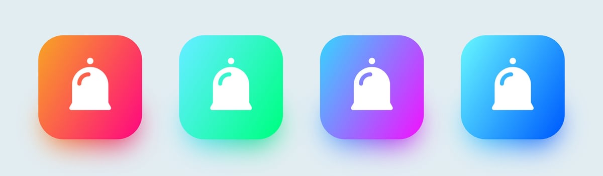 Bell notification solid icon in square gradient colors. Alert signs vector illustration.