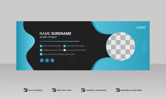 Corporate minimal email signature mail template or footer and personal Business cover design bundle vector