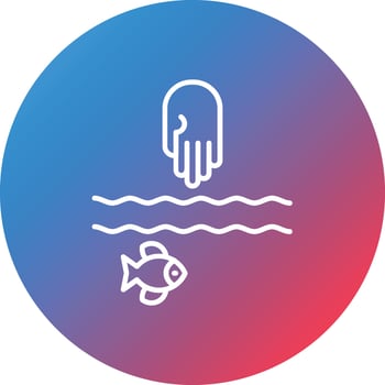Holding Catch Line Gradient Circle Background Icon vector