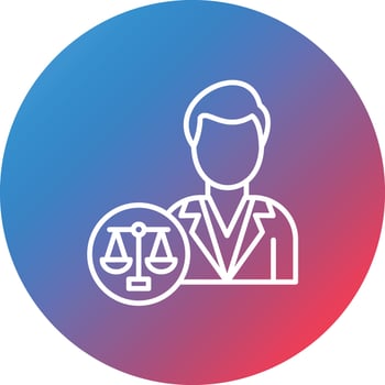 Lawyer Male Line Gradient Circle Background Icon vector