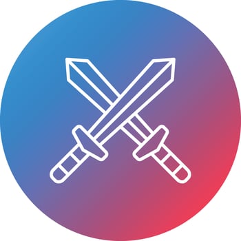 Sword Line Gradient Circle Background Icon vector