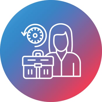 Full Time Job Line Gradient Circle Background Icon vector