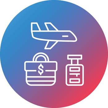 Business Trip Line Gradient Circle Background Icon vector