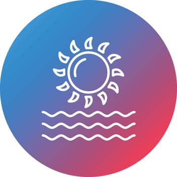 Sunset View Line Gradient Circle Background Icon vector