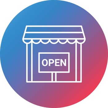 Shop Open Line Gradient Circle Background Icon vector
