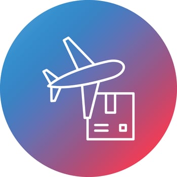 Worldwide Shipping Air Line Gradient Circle Background Icon vector