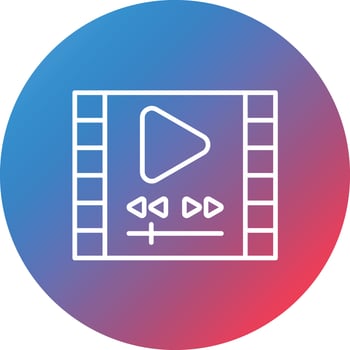 Video Player Line Gradient Circle Background Icon vector