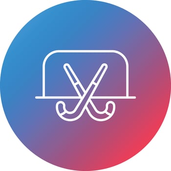 Field Hockey Line Gradient Circle Background Icon vector