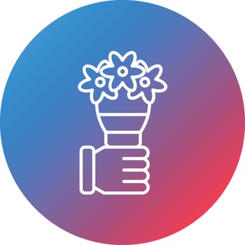 Hand Bouquet Line Gradient Circle Background Icon vector