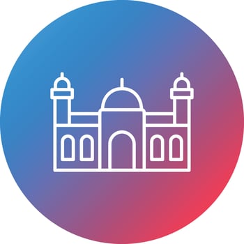 Mosque Line Gradient Circle Background Icon vector