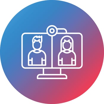 Video Conferencing Line Gradient Circle Background Icon vector