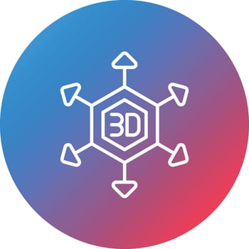 3D Modeling Line Gradient Circle Background Icon vector