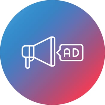 Advertisement Line Gradient Circle Background Icon vector