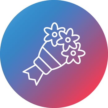 Flower Bouquet Line Gradient Circle Background Icon vector