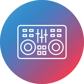 DJ Mixer Line Gradient Circle Background Icon vector