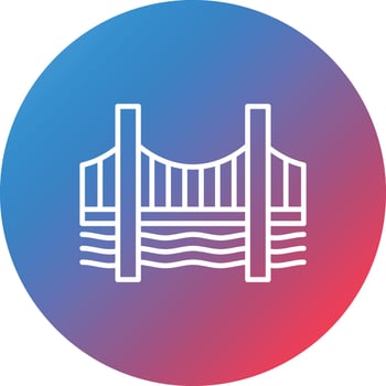 Bridge Line Gradient Circle Background Icon vector