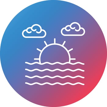 Ocean Line Gradient Circle Background Icon vector