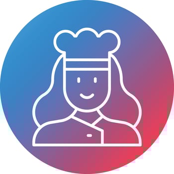 Chef Female Line Gradient Circle Background Icon vector