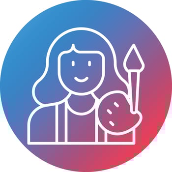 Artist Female Line Gradient Circle Background Icon vector