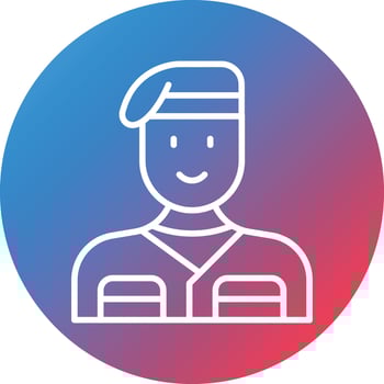 Soldier Male Line Gradient Circle Background Icon vector