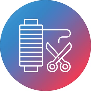 Thread Cut Line Gradient Circle Background Icon vector
