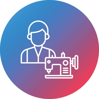 Tailor Line Gradient Circle Background Icon vector